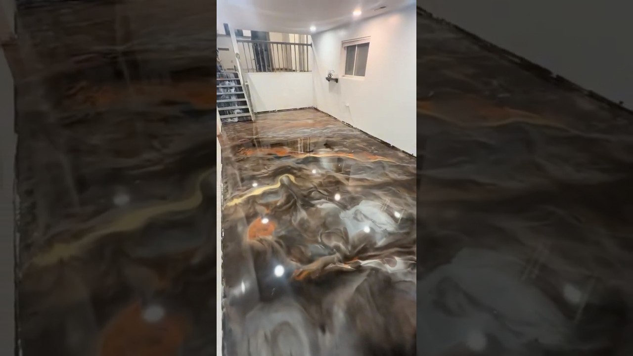 cool metallic epoxy floor #epoxycoating #resin  #epoxyfloor #diy #metallicepoxyfloor #resinfloor