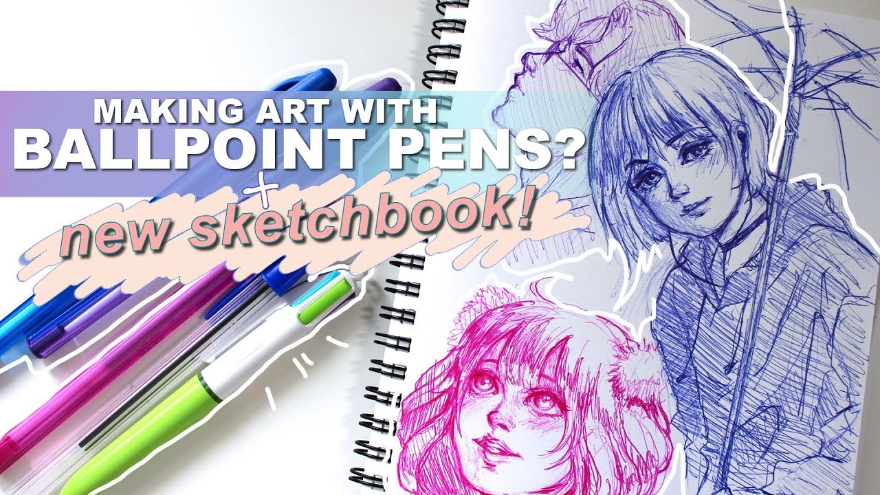 drawing with a ballpoint pen?? + new sketchbook |  CHALLENGE