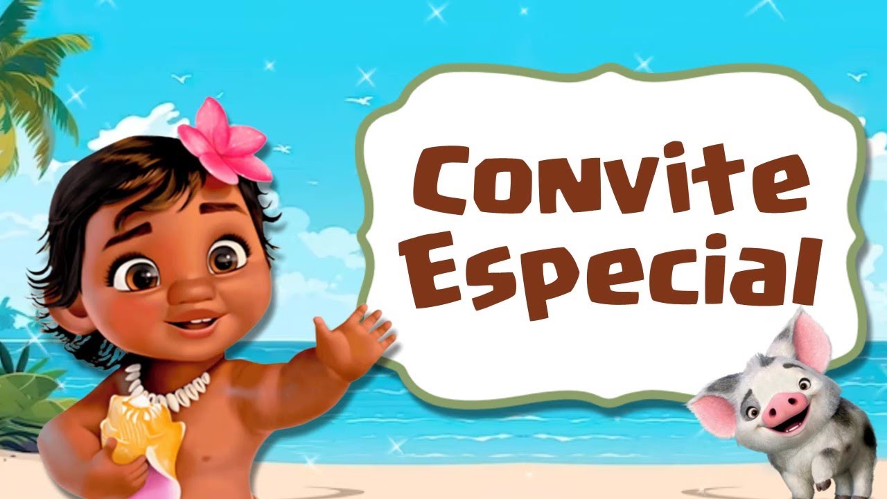 Convite Virtual Animado Moana Baby #moanababy