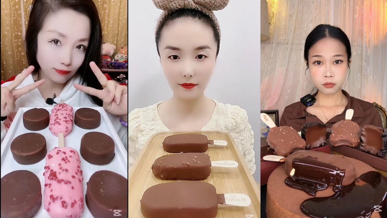 Magnum chocolate🍫icecream chocolate 🍫 ice cream 🍨 pink 🩷Sakura 🌸 ice cream 🍨 chocobars ASMR mukbang 