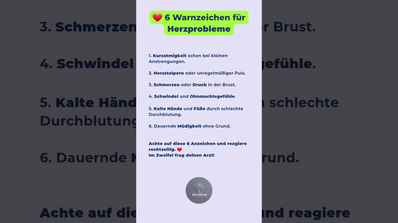 ❤️ 6 Warnzeichen f&uuml;r Herzprobleme &ndash; Diese Symptome solltest du ernst nehmen!