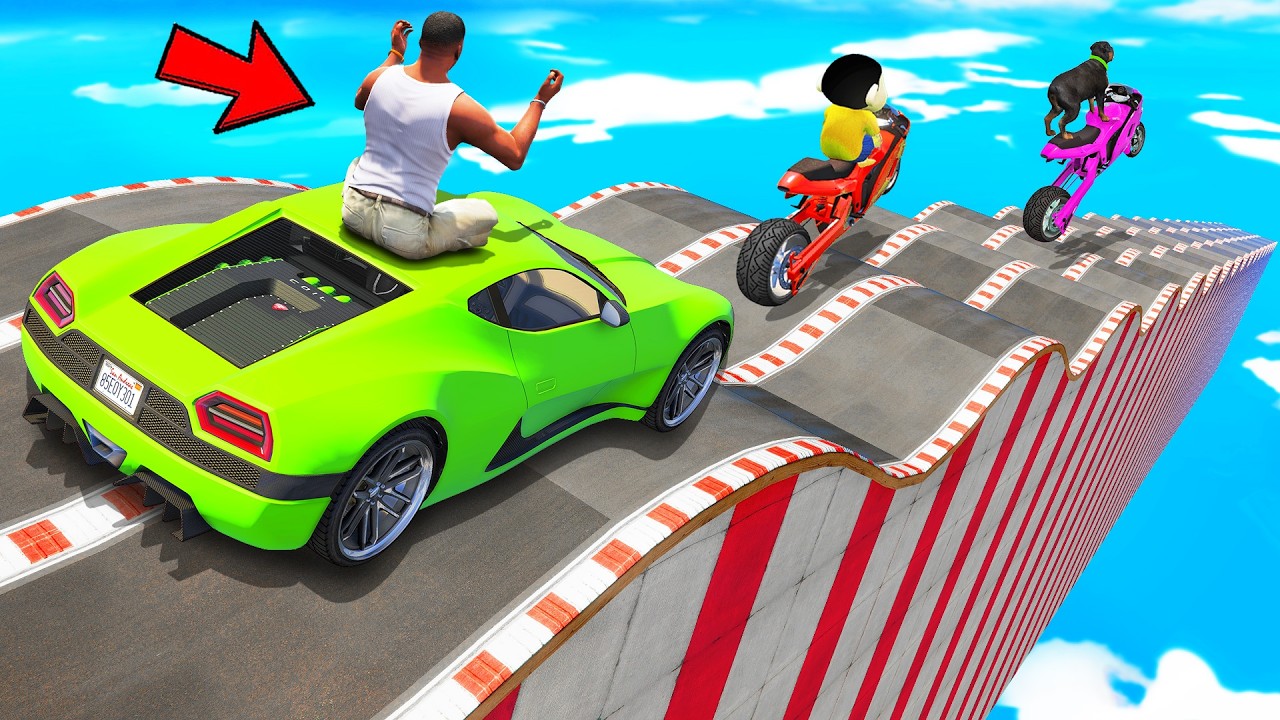 SHINCHAN AND FRANKLIN TRIED THE IMPOSSIBLE GIANT BUMPY ROADS PARKOUR CHALLENGE GTA 5