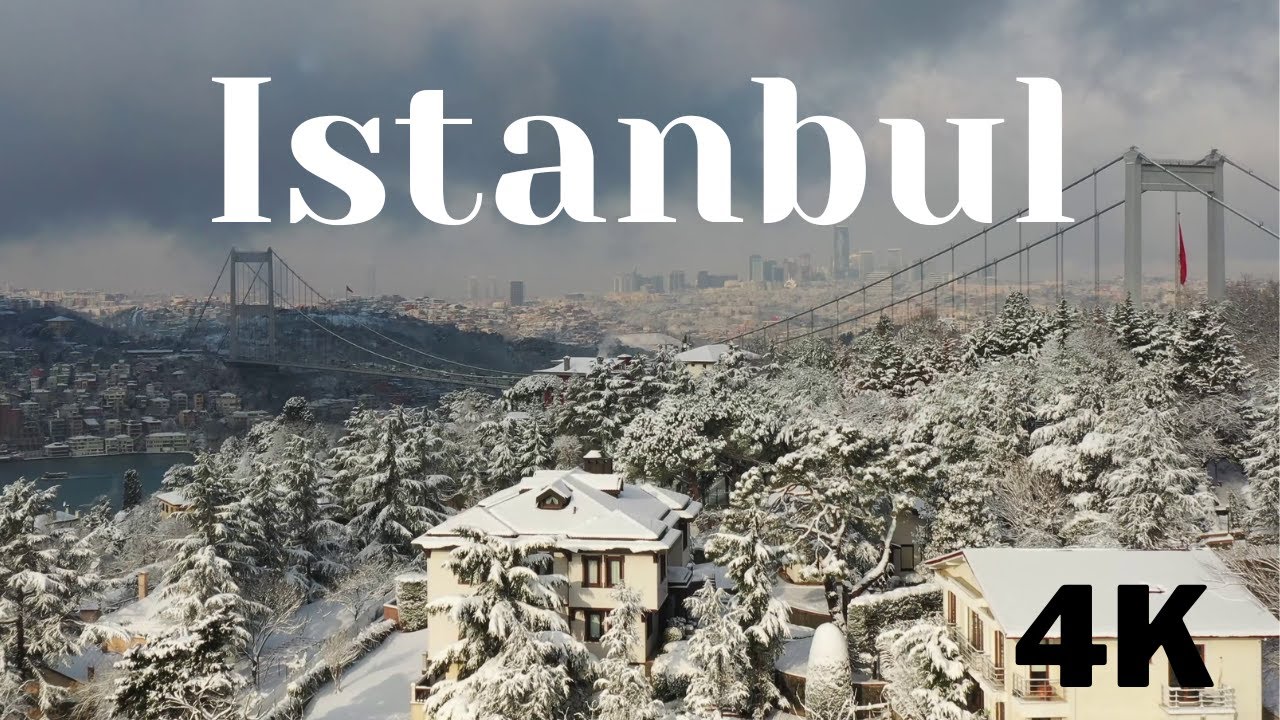 [4K] Istanbul Snowfall 2024 Drone Footage - Winter in Istanbul City Turkey