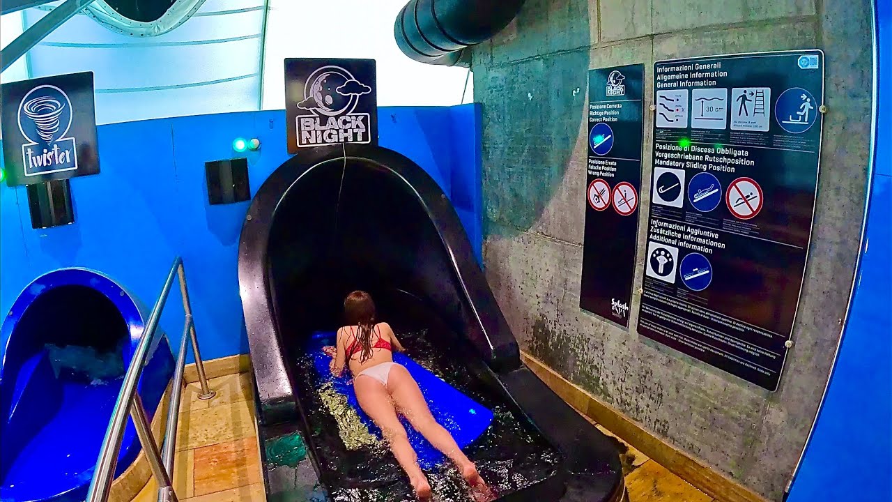 Black Night Mat Water Slide at Splash e Spa Tamaro, Switzerland