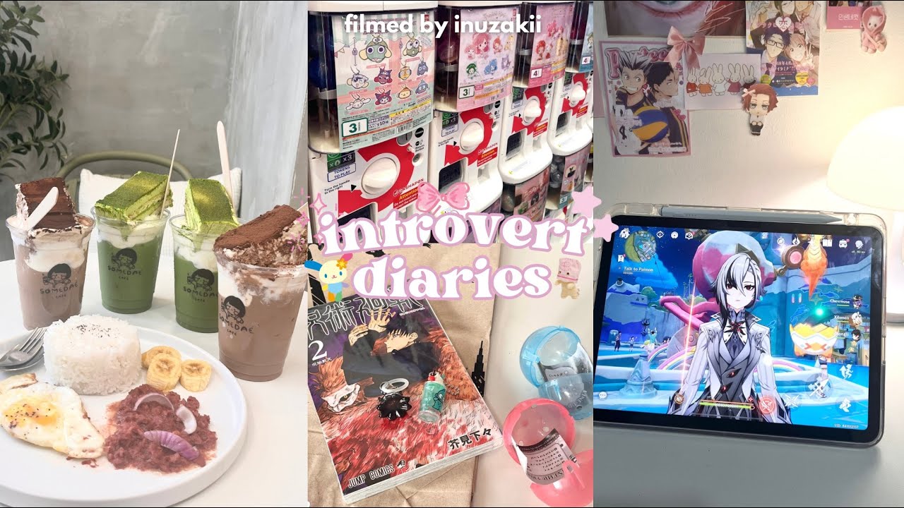 introvert diaries 🎧. ݁&middot;ꕤ - study vlog, gashapon, manga shopping + playing genshin impact
