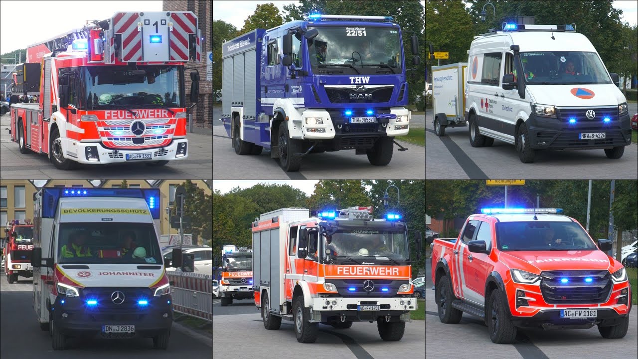 [Isuzu D-Max MZF] Einsatzfahrten Feuerwehr, DRK, JUH und THW zur Jahreshauptübung in Alsdorf