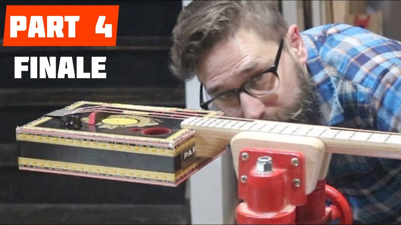 Сборка гитары Cigar Box // формирование грифа и завершение сборки