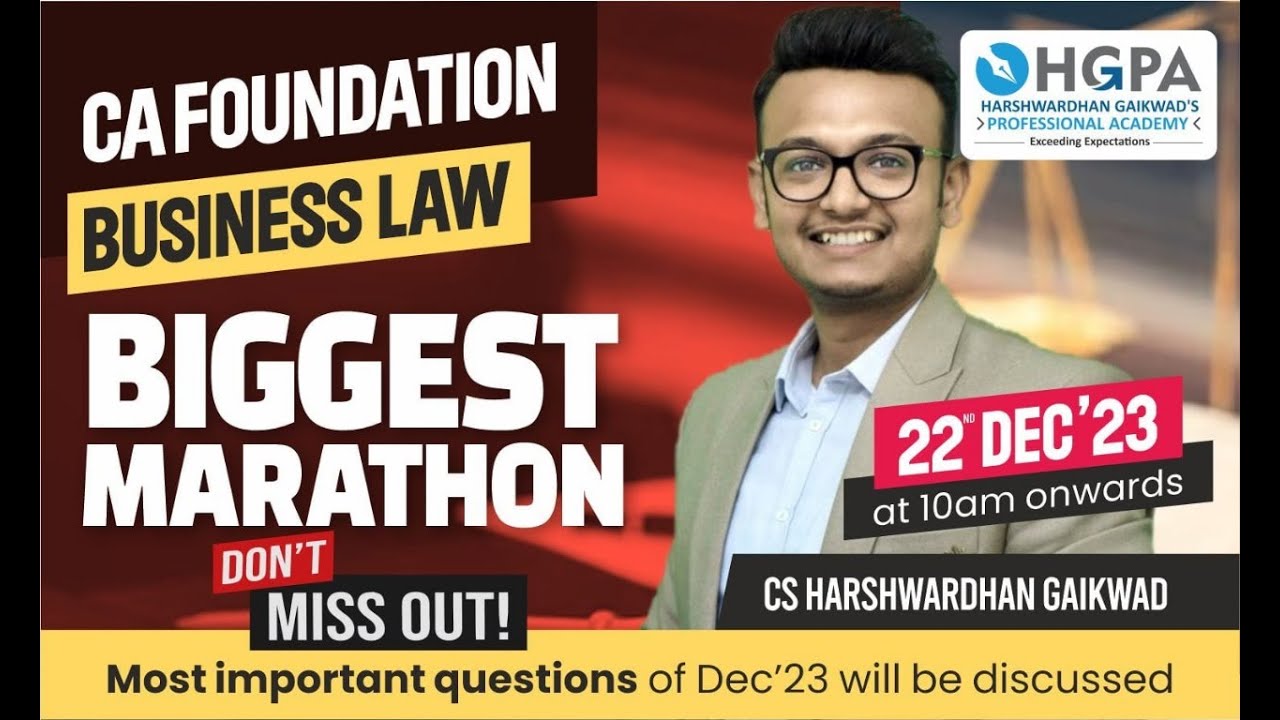 CA FOUNDATION LAW MARATHON | THE FINISHING SHOT REVISION | IMPORTANT QUESTIONS | DEC 2023 EXAM| HGPA