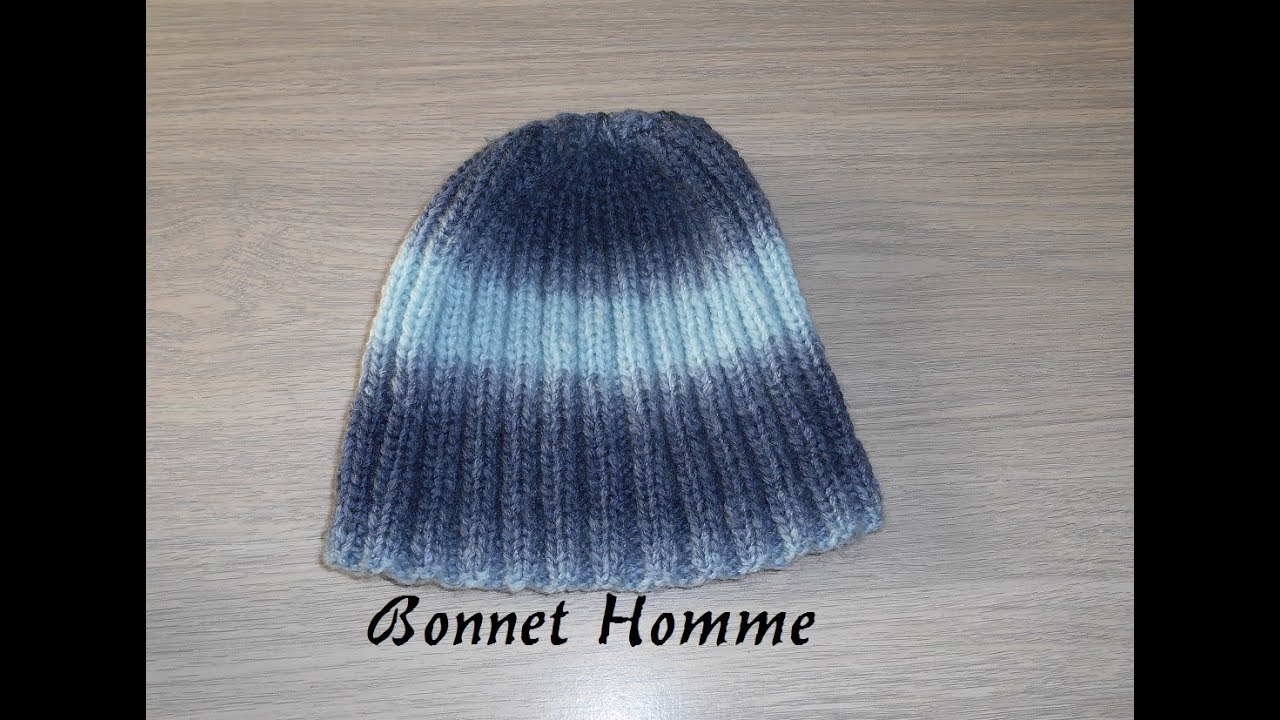 Tricoter un bonnet homme côte 2/2 facile, et rapide / knit a hat for man