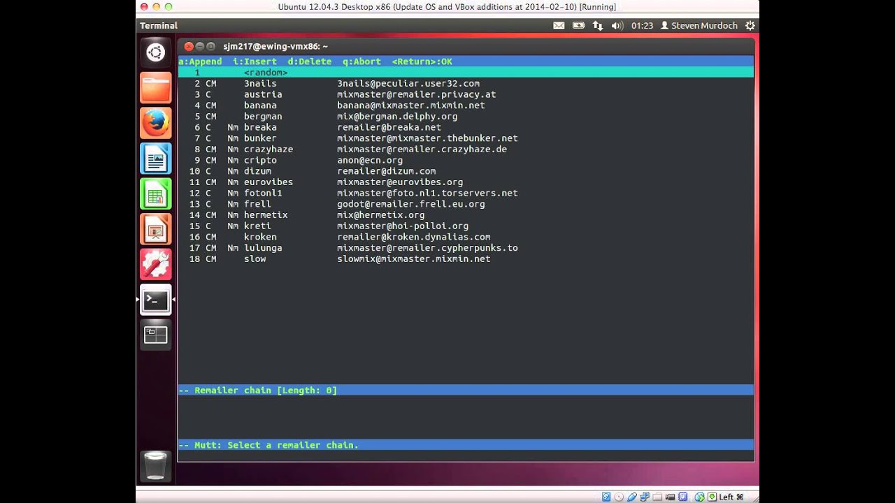 Sending an email over Mixmaster using Mutt