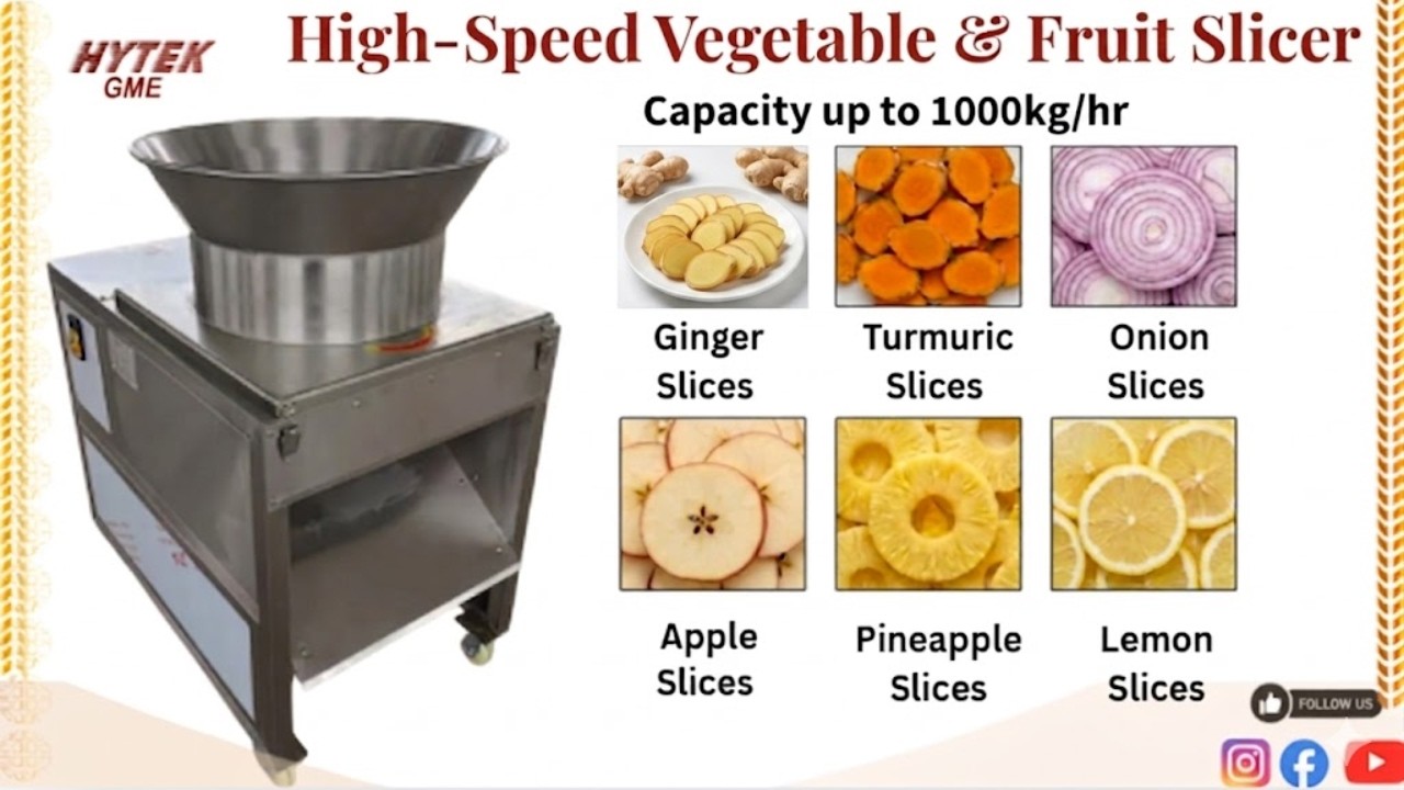 High Capacity Vegetables & Fruits Slicing Machine | Ginger Slicing Machine | Turmeric, Onion Slicer