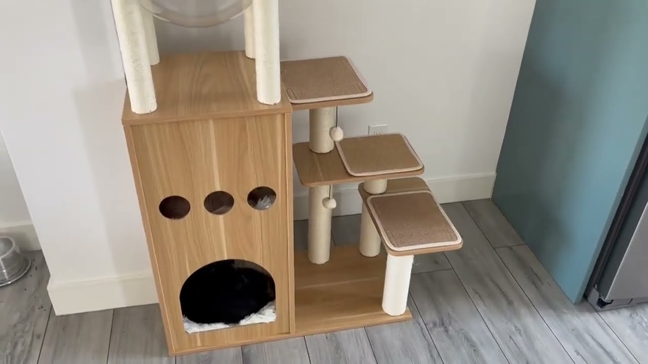 Made4Pets Modern Cat Tree for Large Cat, Wood Cat Tower Heavy Duty with Scratch Post Review