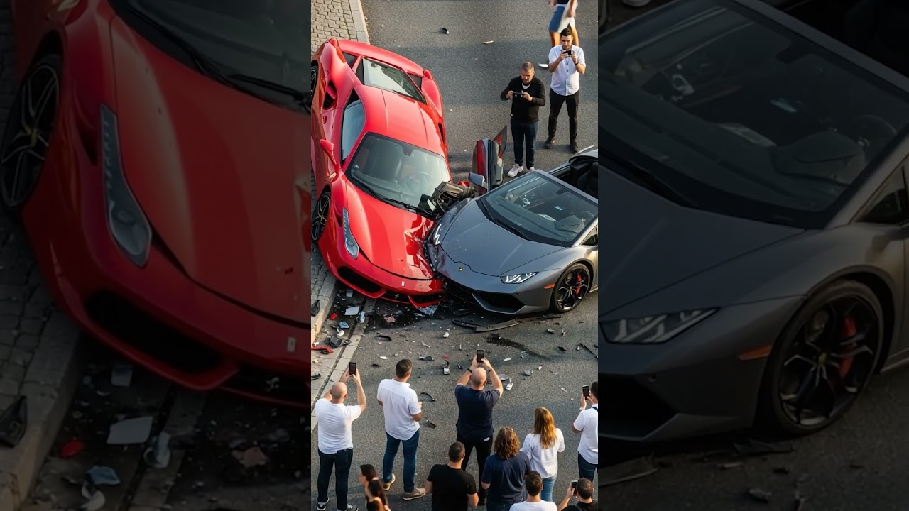 Ferrari vs Lamborghini | Brutal Crash Between Two Supercars #aigenerated #aireality