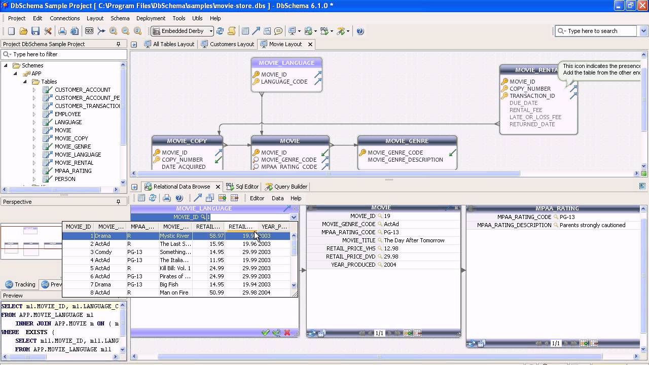 ER Diagram & SQL Database Tool : DbSchema