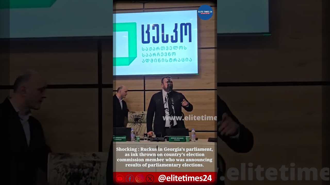 Ink thrown on election officer in Georgia's parliament #breakingnews #politics #funny #new #tbilisi