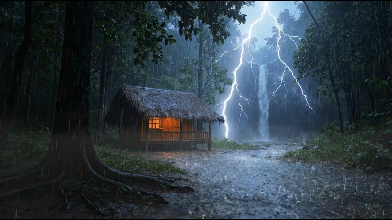 Heavy Rain & Thunderstorm at a Cozy Cabin | Deep Sleep Ambience (No Music)