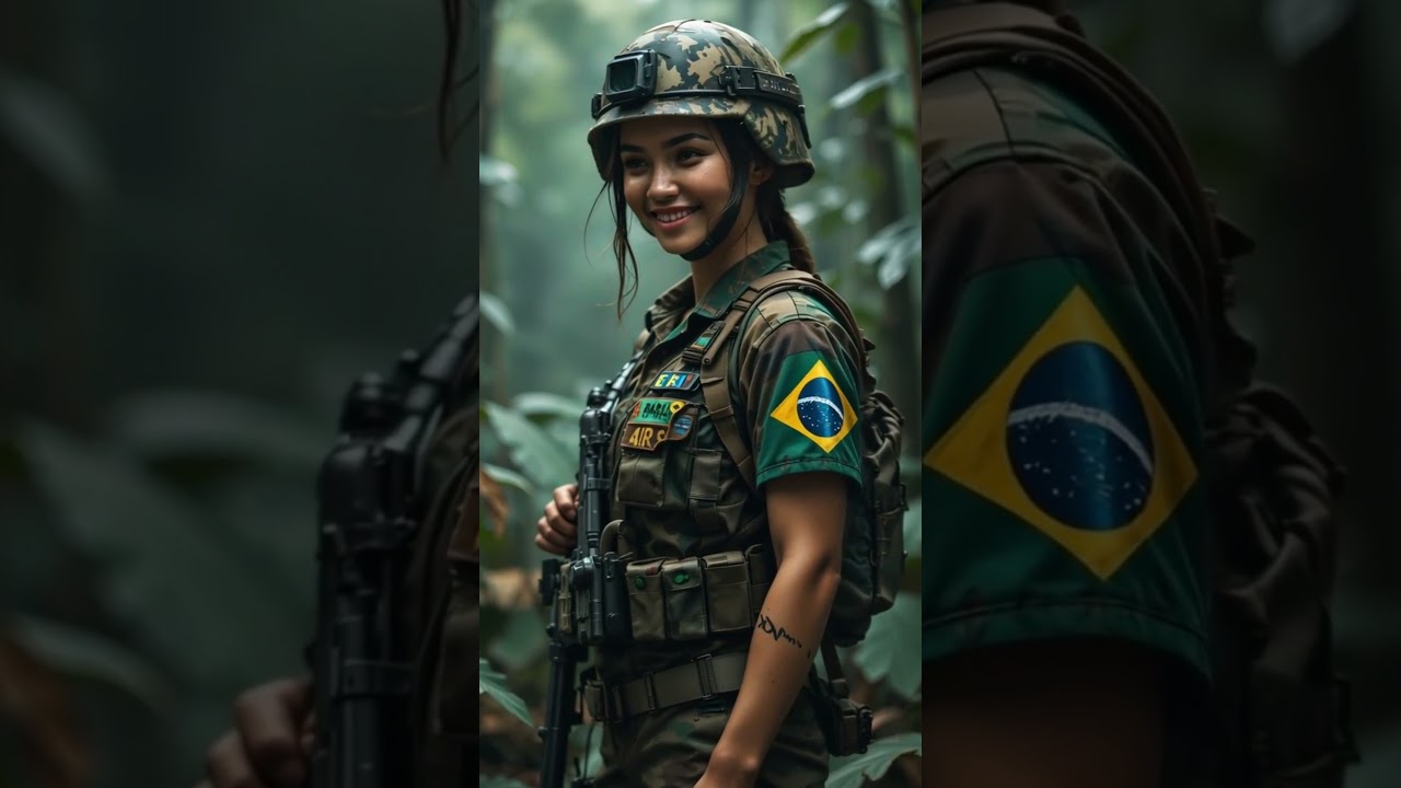 🇧🇷 Brazilian Female Soldier in the Jungle – Courage Amid the Green  