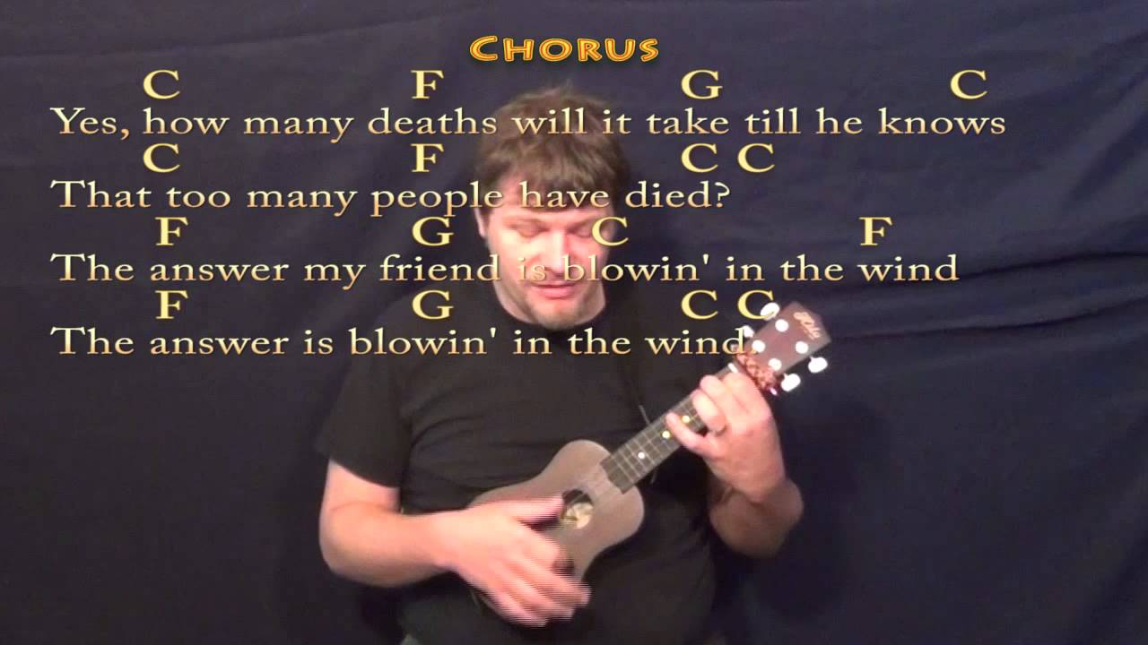 Blowin' In The Wind - Ukulele Cover Lesson in C with Chords/Lyrics