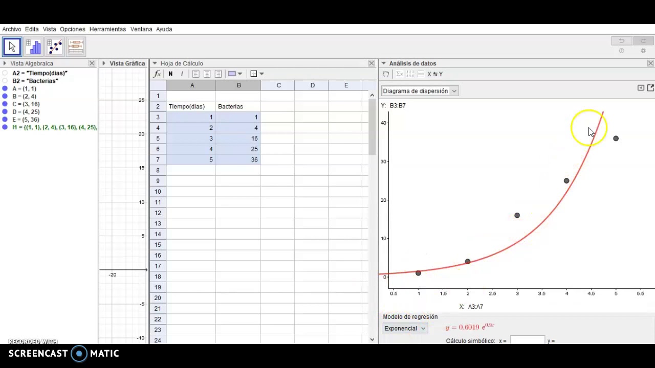 Video 1 (Geogebra hoja de calculo)