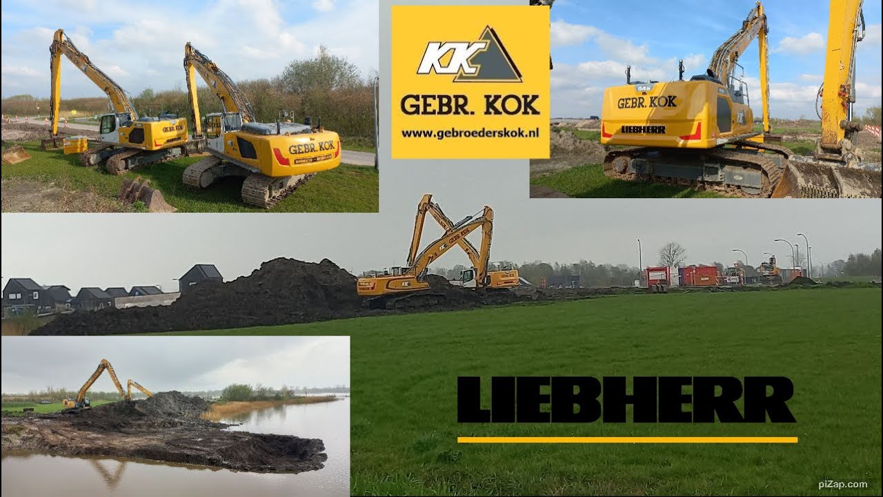 gebroeders kok oude weg graven over het kanaal in blauwstad liebherr staan op dragline schoten #3