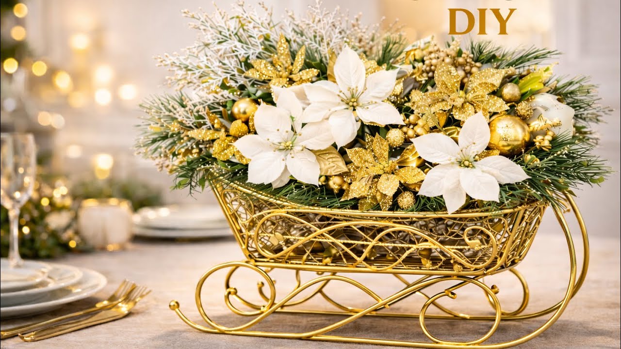 Sleigh Centerpieces, Traditional and Mackenzie Childs inspired #christmasdecor #christmas