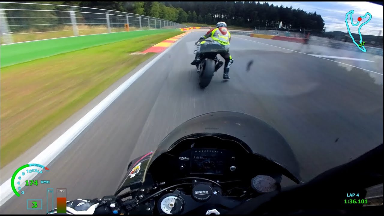 SPA-Francorchamps Onboard M1000RR Oil on the track  2.34 : insta360 GO3 