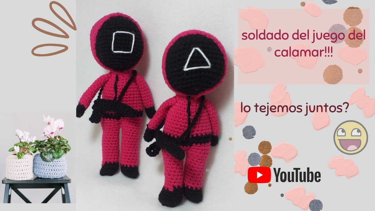 soldado del juego del calamar a crochet/ muñequito amigurumi