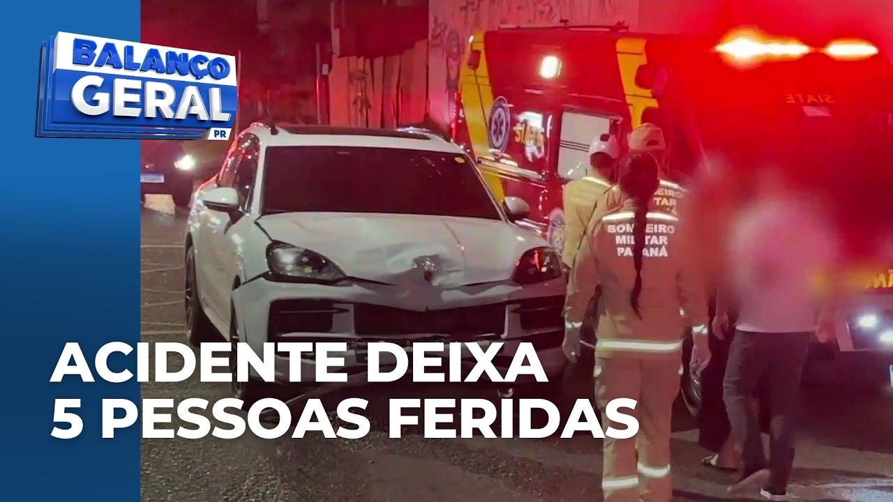 Motorista de Porsche provoca acidente, deixa 5 pessoas feridas e é preso em Curitiba