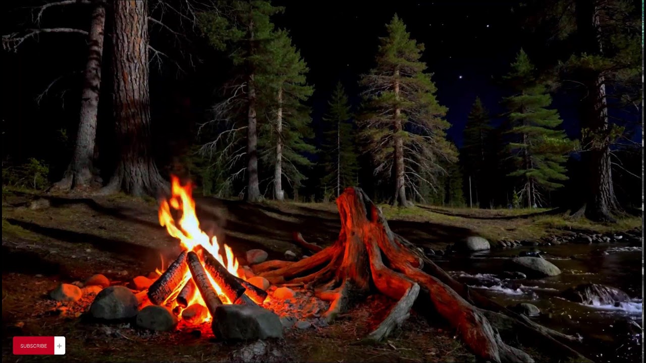 Cozy Fireplace & River Flow ASMR 🌙 Deep Sleep, Insomnia Relief | Nature Sounds (No Music)