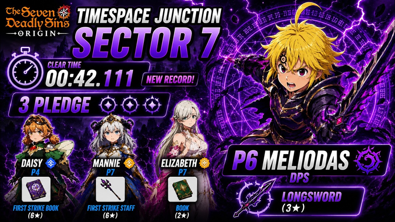 Timespace Junction Sector 7 3★ Clear with Meliodas Longsword P6 | 7DS Origin