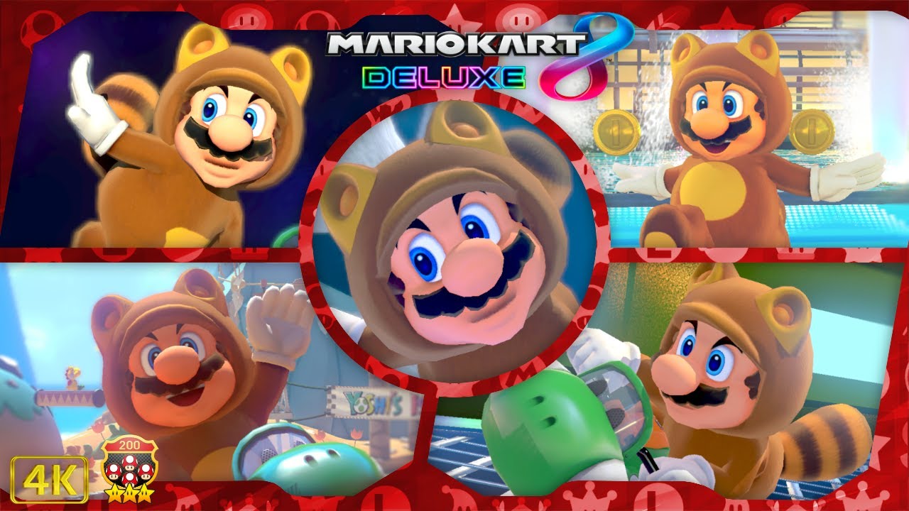 Mario Kart 8 Deluxe DLC ⁴ᴷ Full Booster Pass Course (200cc, All 12 DLC Cups) Tanooki Mario gameplay