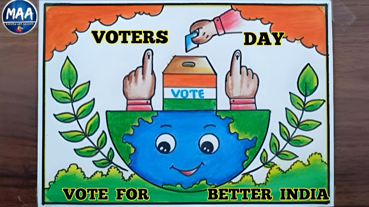 National Voters Day Drawing | मतदाता जागरूकता ड्रॉइंग | Voters Day Poster Drawing | Election Drawing