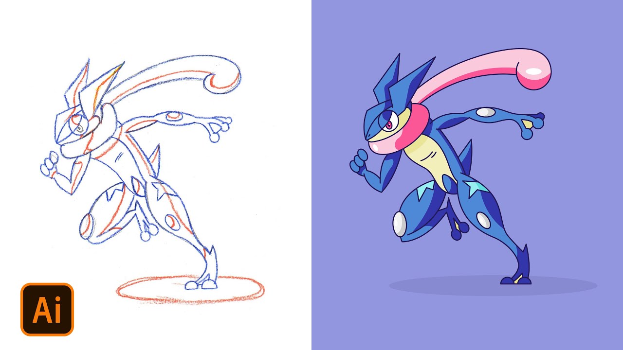 Convert Sketch to Vector  | Drawing Greninja in Adobe Illustrator