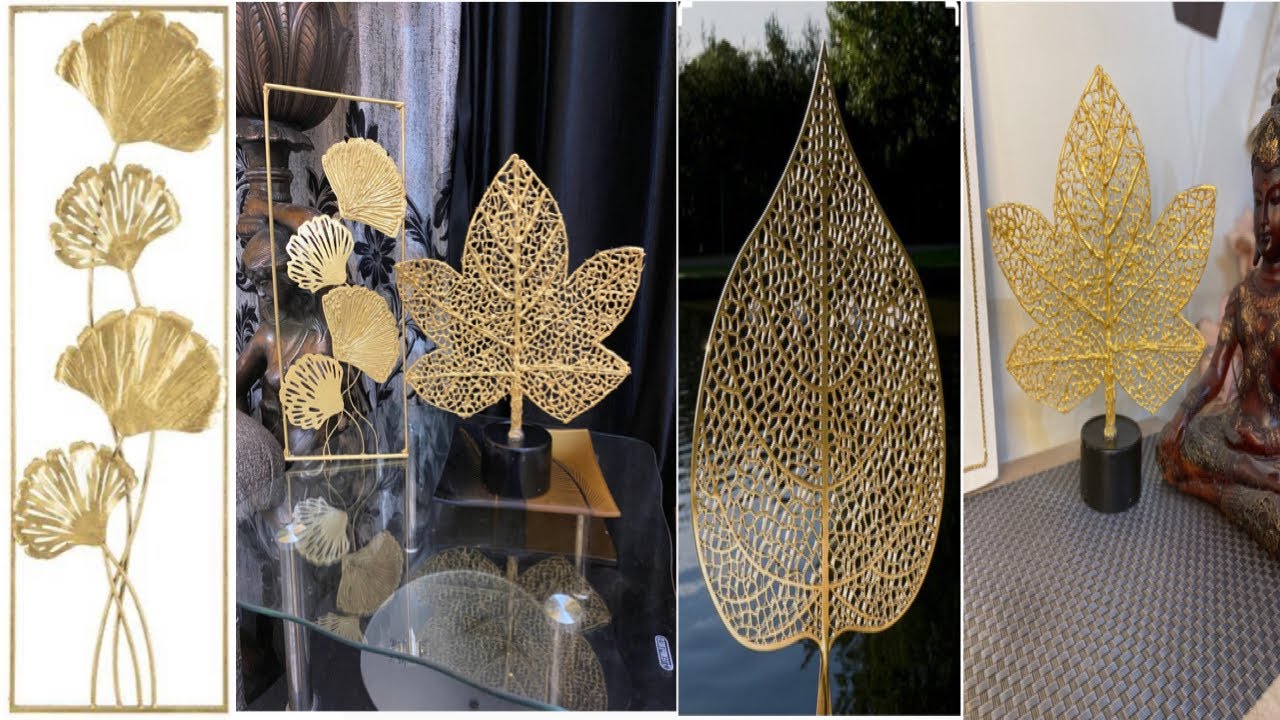 Diy Golden leaf wall decor || diy modern home decor || golden leaf decor
