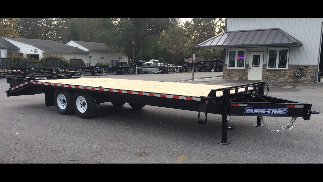 Sure Trac Low Profile Beavertail Deckover Flatbed Trailer 102x20+5 14000# GVW  ST102205LPDO2A-B-150
