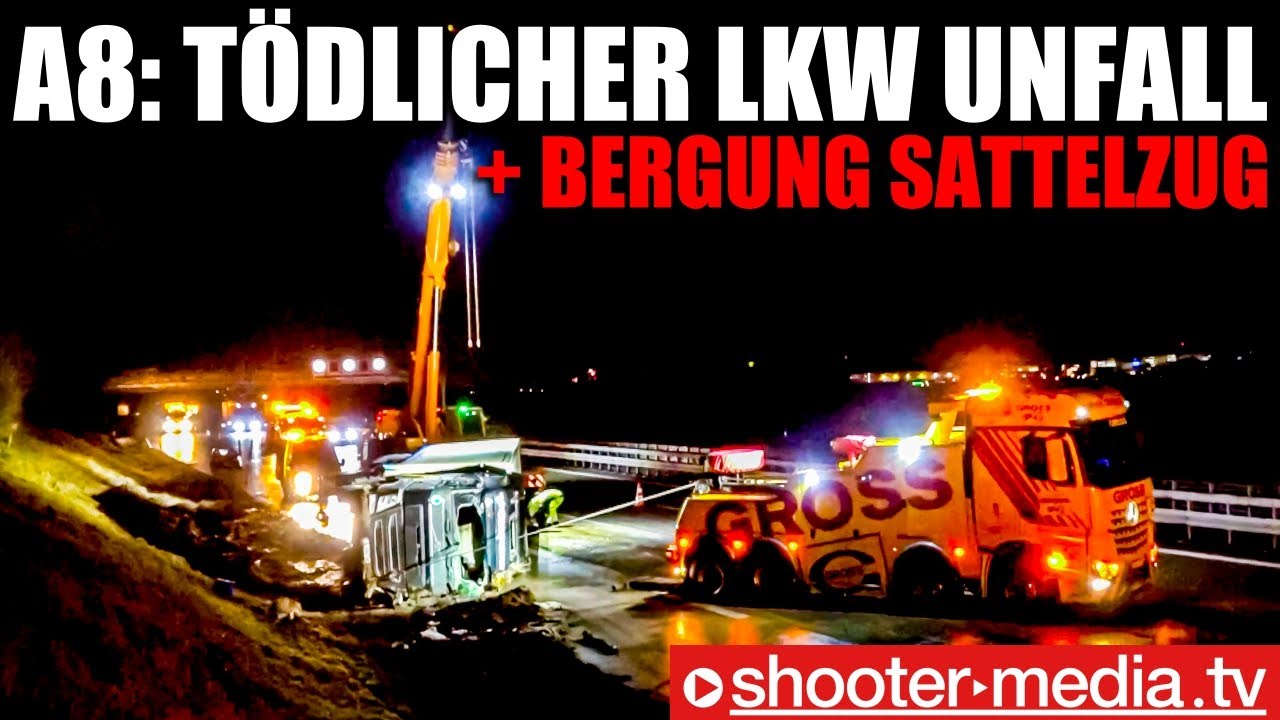 🚒 A8: Tödlicher LKW Unfall 🚒  Feuerwehr Stuttgart & Flughafenfeuerwehr bergen Fahrer  (18.02.2020)