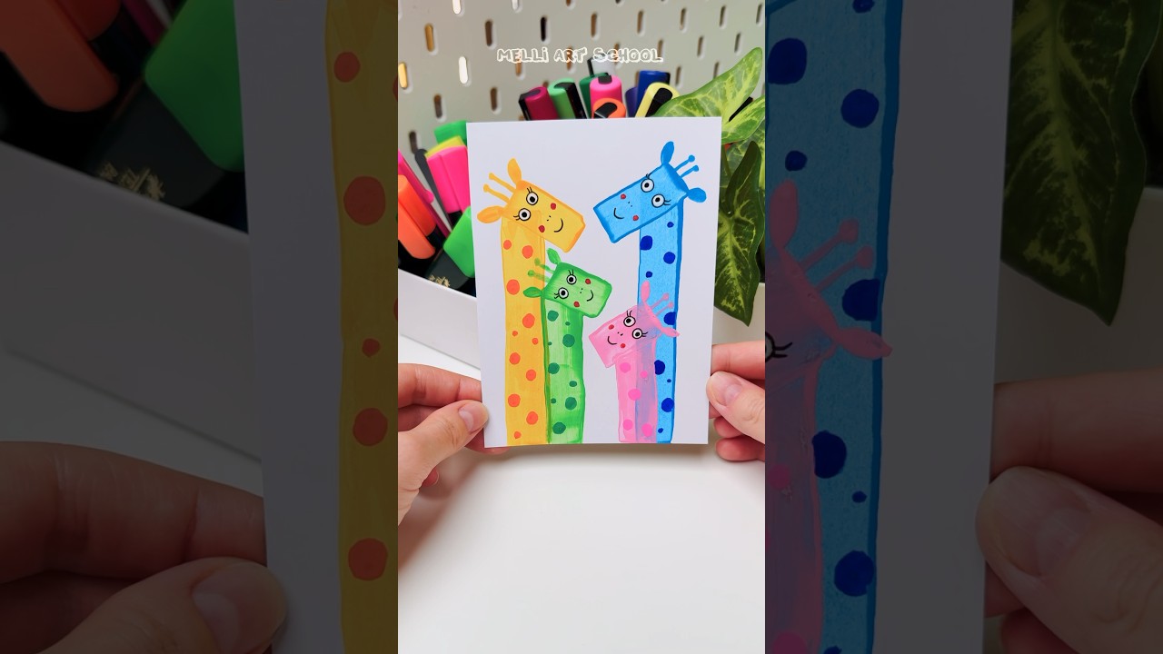 Easy Drawing for Beginners 🦒 Giraffe family #shorts #easydrawing