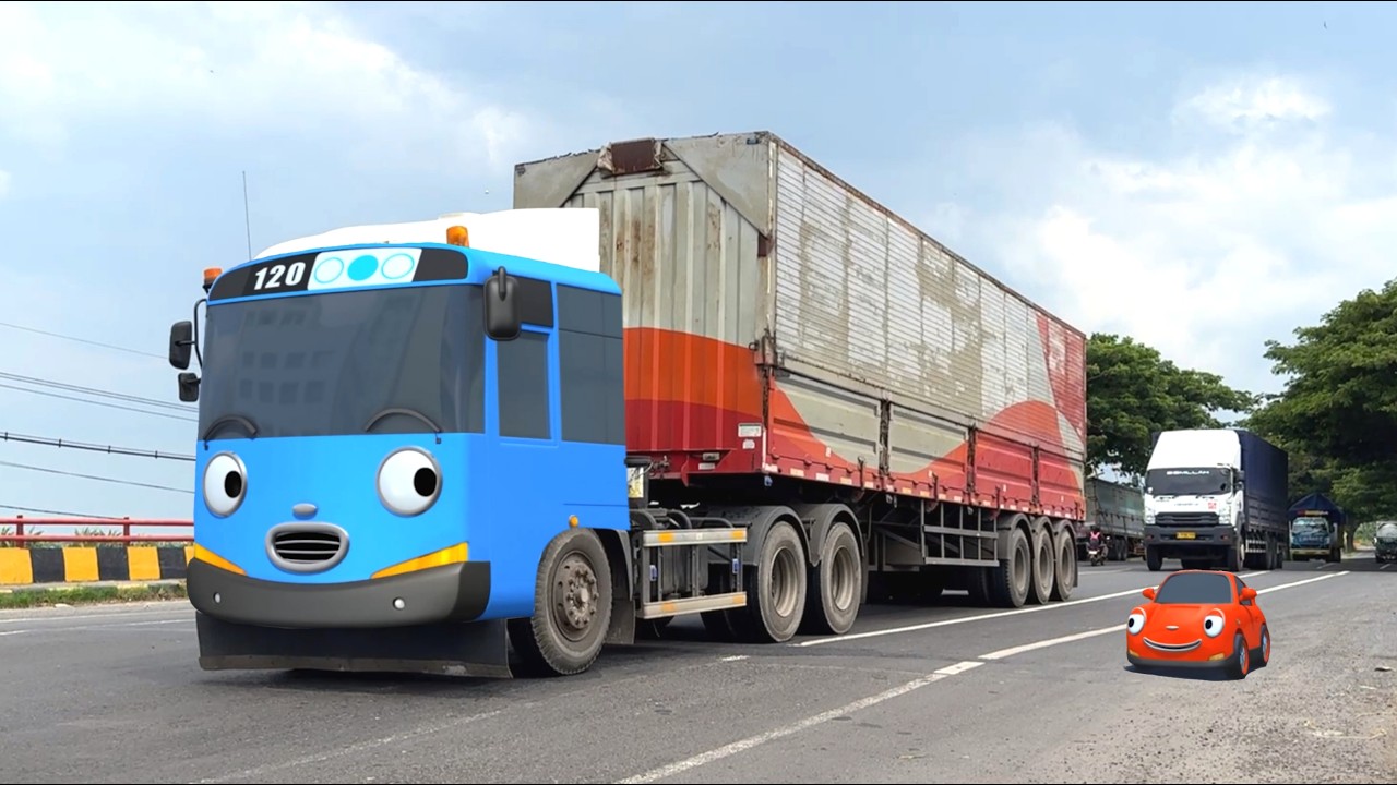 Wow Ada Truk Kontainer Besar, Truk Tronton, Bus Telolet Basuri Mirip Tayo Dan Kawan Kawan