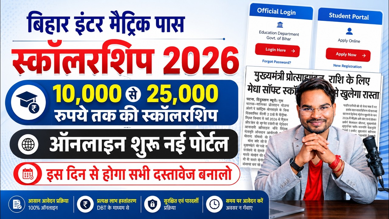 Bihar Board Matric Inter Scholarship 2026 Apply Online Date | Bihar 10th 12th Pass Incentive 2026