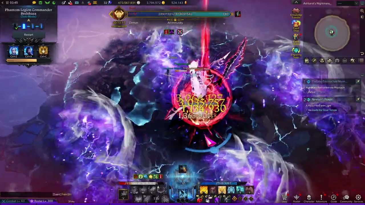 Lost Ark - Brelshaza Solo Mode Gate 1-2! 1490 Gravity Training Destroyer Gameplay!