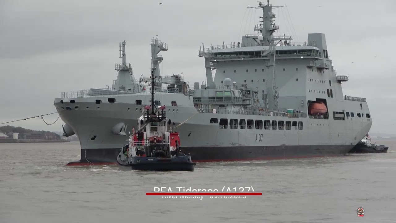RFA Tiderace (A137) on the River Mersey on 09.10.2025 
