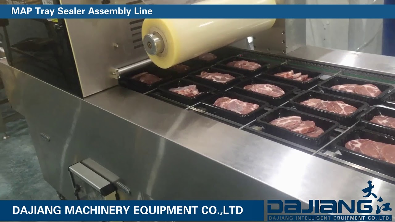 Map tray sealer machine line use in meat