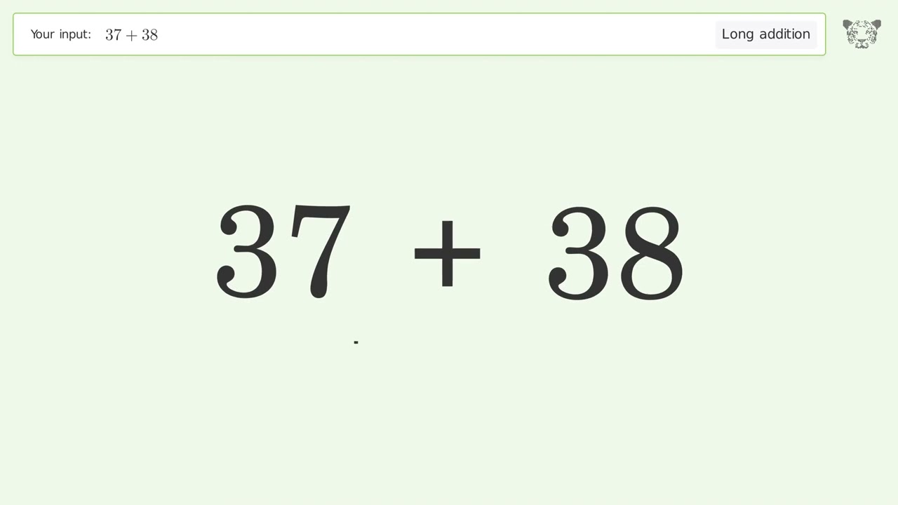 Long addition: Solve 37+38 step-by-step solution