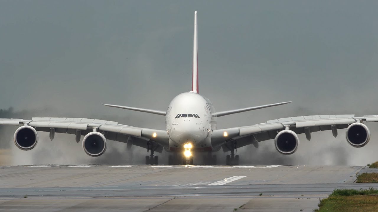 AIRBUS A380 LANDING + DEPARTURE - Best painted AIRBUS 380 ever in orange and blue (4K)