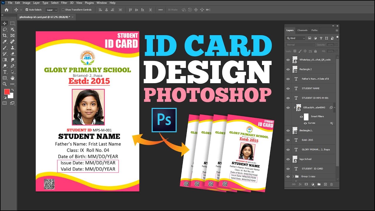 Id Card Design in Photoshop | Id Card Design Kaise Kare | Id Card Design - Creative Id Card Design