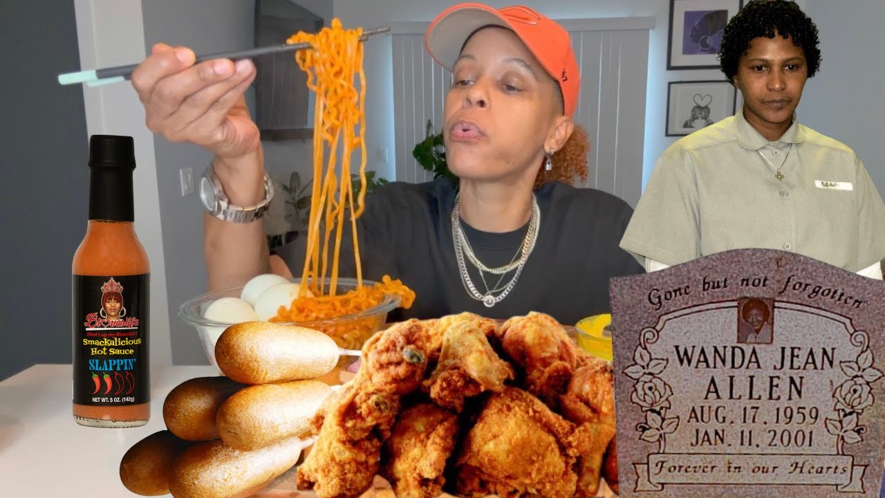 MUKBANG ASMR | CRISPY FRIED CHICKEN | FIRE NOODLES | CRUNCHY CORN DOGS + WANDA JEAN