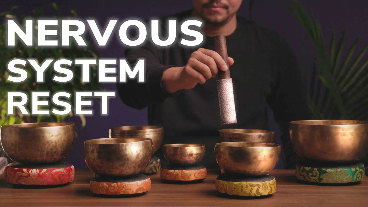 Music to Calm Your Nervous System Instantly | 3 Hours Singing Bowl Sound Bath | Ocean Waves Ambiance