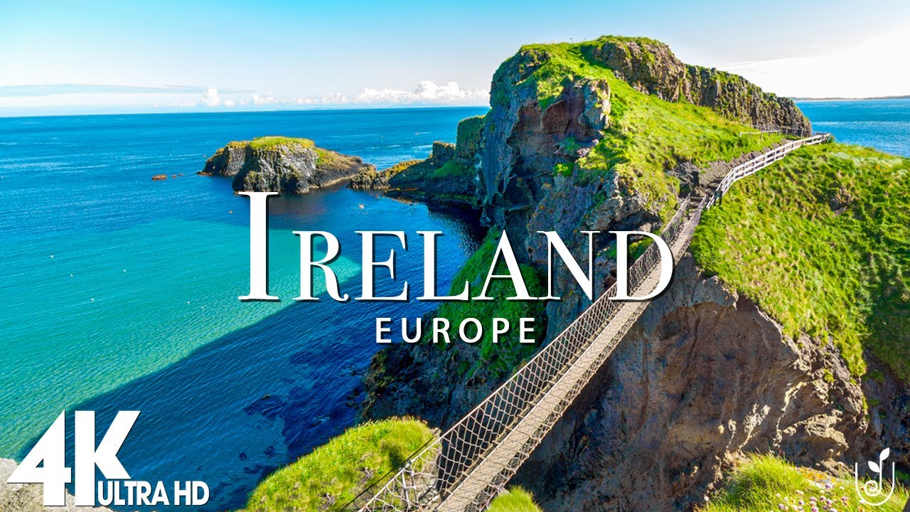 FLYING OVER IRELAND (4K UHD) - Wonderful Natural Landscape With Lounge Music - 4K Video Ultra HD
