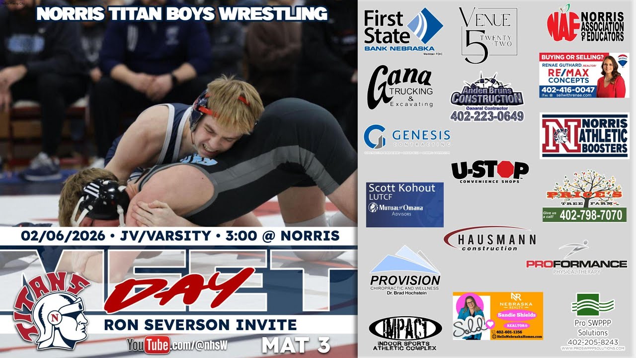 ⭕ Norris Wrestling, Mat 3 of Norris Invite, 2-06-2026