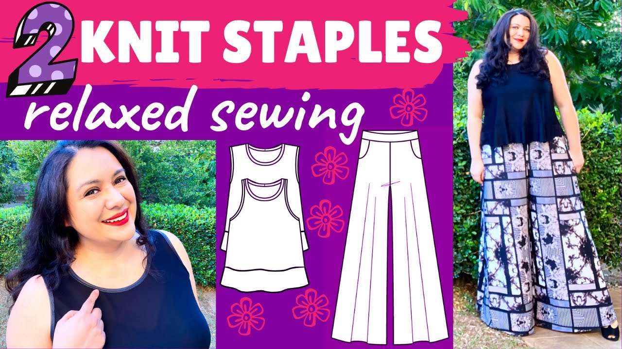 STRESS FREE SEWING. Palazzo & Yours truly tank (Pattern Emporium). Knit curved pockets + binding.